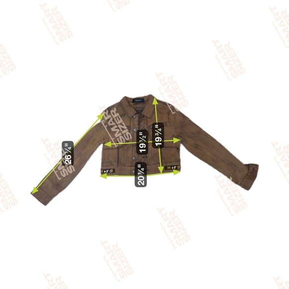 Marithe Francois Girbaud Denim Sz S Jacket MFG Logo Light Chocolate Rockabilly - Picture 7 of 13